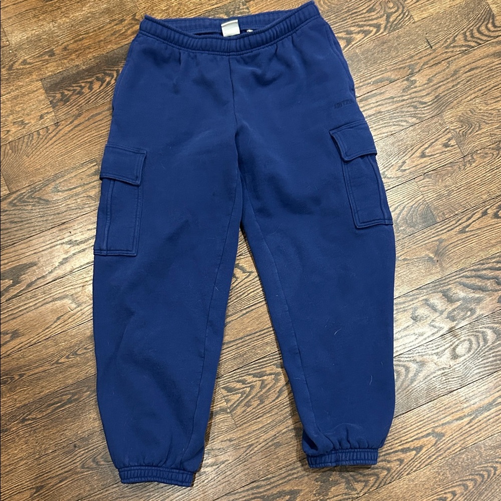 Aritzia Cozy Mega Cargo Sweatfleece Blue Sweatpants